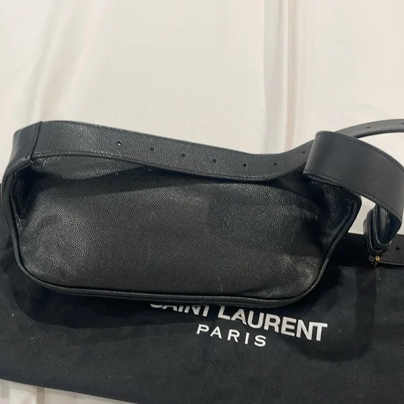 Saint Laurent Grain De Poudre Monogram Belt Bag Black - Picture 5 of 8